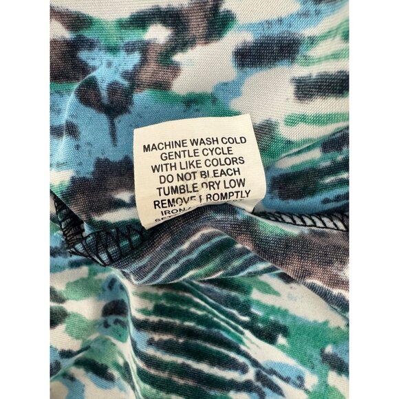 Elementz Blue Green Watercolor Print Sleeveless Maxi Dress Size 1X 16 Plus Size - Picture 6 of 9